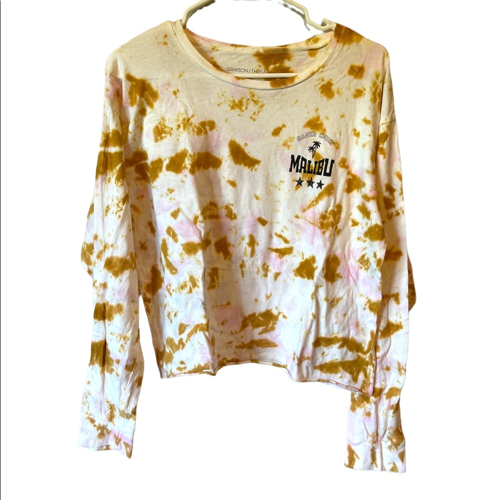 Santa Cruz Malibu Tie-Dye Graphic Long-Sleeve Cropped T-Shirt Size M